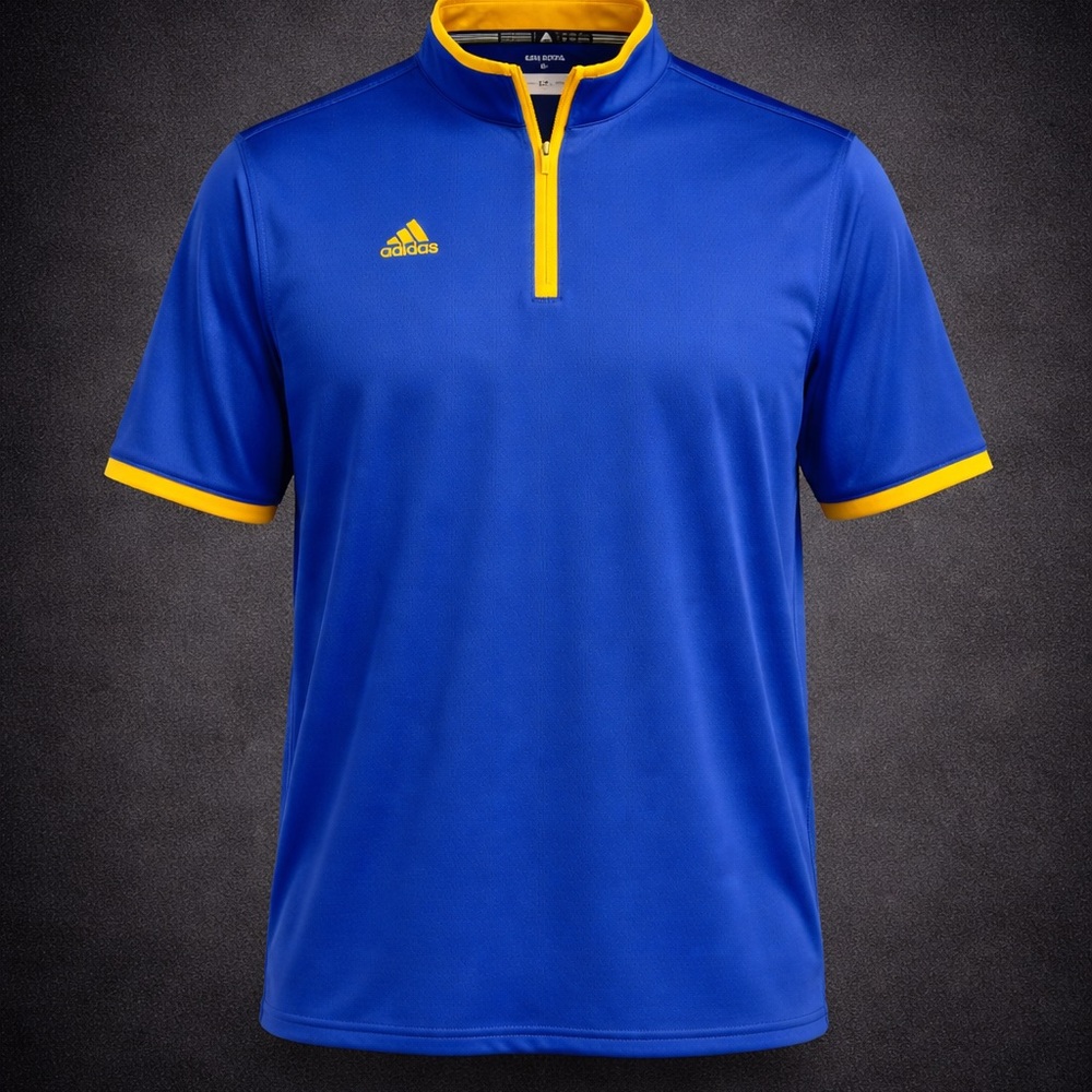 Adidas Climalite Golf Quarter Zip Shirt Mens 3XL Blue Yellow Performance Shirt